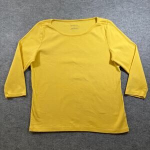 Talbots Top Womens M Yellow Boat Neck 3/4 Sleeve Cotton Lightweight Classic